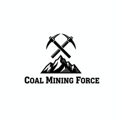 Coal Mining Force Industrial Mountain Logo Vector