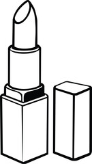 Minimalist Lipstick Tube Drawing with Cap Beside