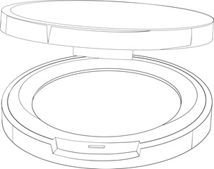 Open Compact Powder Makeup Container with Mirror Detail