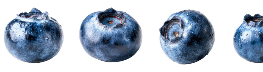 Four whole blueberries, close-up