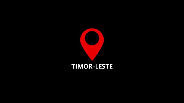 Timor-Leste map label with location pin symbol. Timor-Lestename with location icon animation .