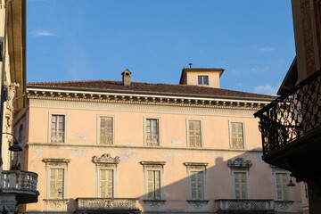 an old European house in Italian style on the street 