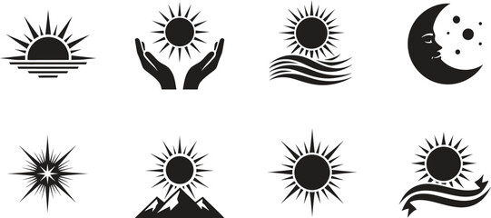 Obraz premium Sun and Moon Icons Vector Illustration Graphic Set Collection