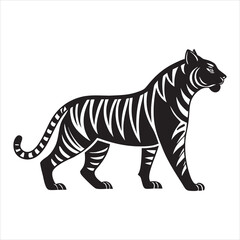 Obraz premium Black Tribal Tiger Silhouette Design on White Background