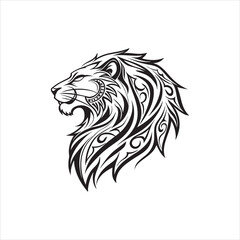Tribal Lion Head Tattoo Design on White Background