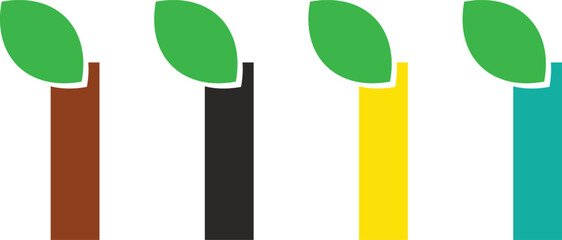 Nature Inspired Leaf and Stem Logo Design, Organic Modern Business Branding Vector