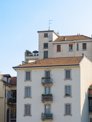 an old European house in Italian style on the street 