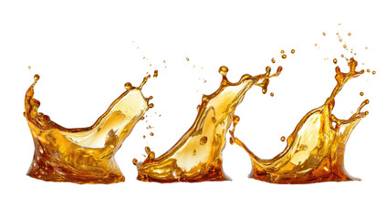 Golden liquid splashes against black background
