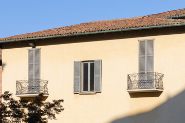 an old European house in Italian style on the street 