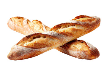 Two crossed baguettes, golden-brown crust, light interior (1)