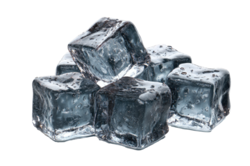 Close-up of several clear ice cubes