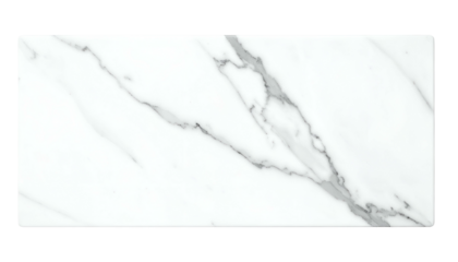 Rectangular slab of pristine white material with prominent grey veining, clean design