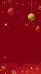 Christmas wallpaper with snowflakes and golden ornaments