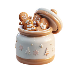 Cartoon Gingerbread Cookies in Jar Christmas Treats Isolated.