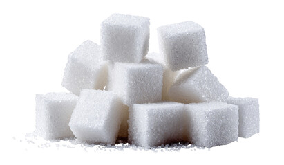 White sugar cubes clustered