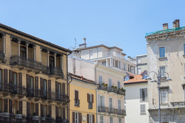 Fototapeta premium old European houses on the main street of the old town