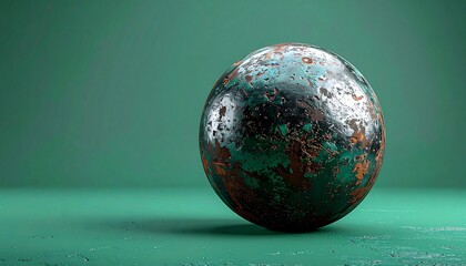 Wrecking ball breaking the wall over greenscreen background