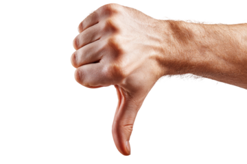 A hand displaying a thumbs down gesture
