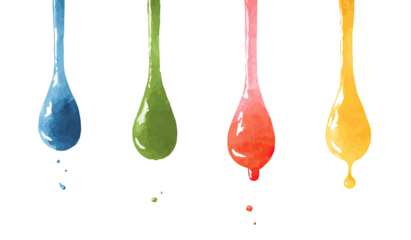 Four dripping paint colors, stylized