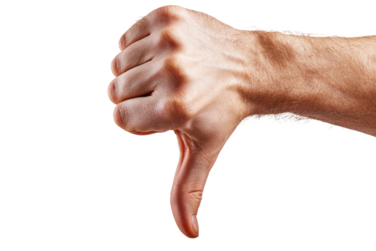 A hand displaying a thumbs down gesture