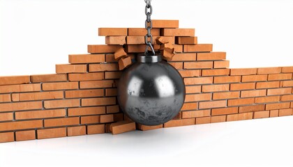 Wrecking ball over white background