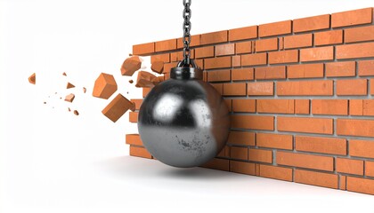 Wrecking ball over white background