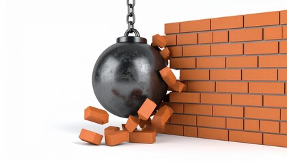 Wrecking ball over white background