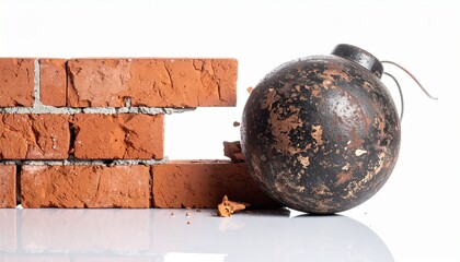 Wrecking ball over white background