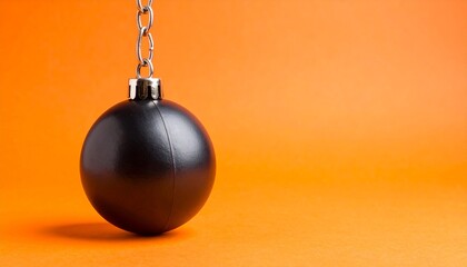 Wrecking ball over orange background