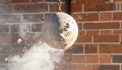 Wrecking ball and construction site background