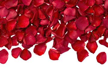 Red rose petals cascading
