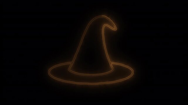 Minimalist Witch Hat Neon Logo Animation