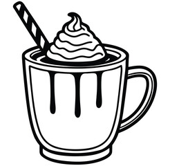 cup of coffee with ice cream and cake illustration