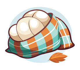 Cozy Cotton Bundle in Warm Blanket with Autumn Leaf, Snug and Comfortable Fall Season