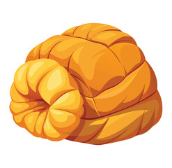 Fresh bakery croissant roll isolated on a white background, a delicious snack for an autumn breakfast or Halloween treat