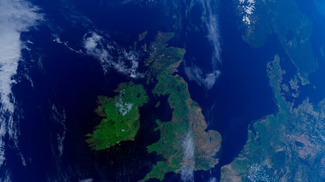 Scotland from Space. UK View from Space Orbit. Blue Planet Earth. Globe