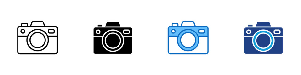 Camera Multiple Style Icon Design Vector - Compact photo camera representing photography, capturing, and media production