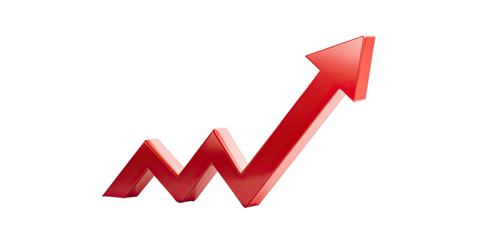 Red upward trend graphic