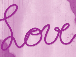 Soft Pink Watercolor with Elegant Love Script