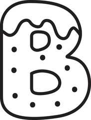 B Christmas Cookie Alphabet and Number Line Art Set | Gingerbread Letter Outline Clipart Collection