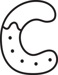 C Christmas Cookie Alphabet and Number Line Art Set | Gingerbread Letter Outline Clipart Collection