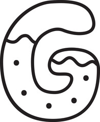 G Christmas Cookie Alphabet and Number Line Art Set | Gingerbread Letter Outline Clipart Collection