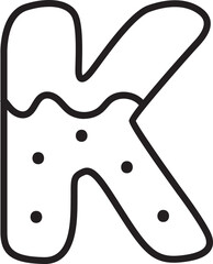 K Christmas Cookie Alphabet and Number Line Art Set | Gingerbread Letter Outline Clipart Collection