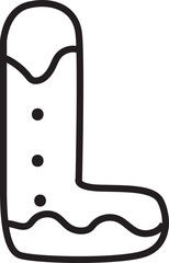 L Christmas Cookie Alphabet and Number Line Art Set | Gingerbread Letter Outline Clipart Collection