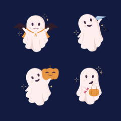 Cute Halloween Ghost Illustrations for Festive Decorations and Spooky Celebrations