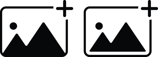  add image icon set. Upload photo symbols. Insert Picture and Media Gallery icons collection