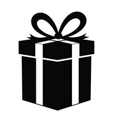 Black gift box with white ribbon and bow vector