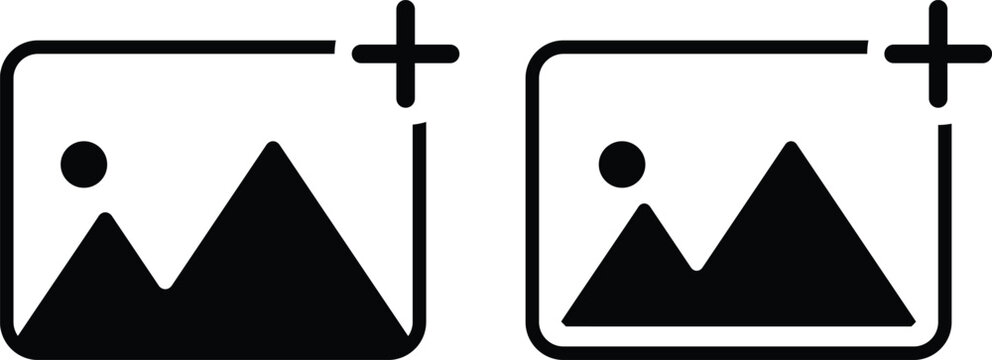  add image icon set. Upload photo symbols. Insert Picture and Media Gallery icons collection