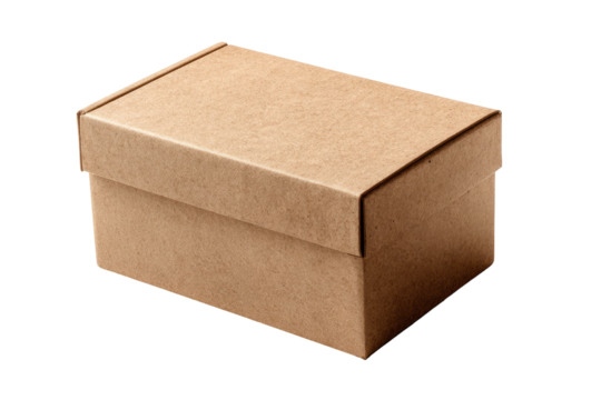 Light beige cardboard box, rectangular, closed