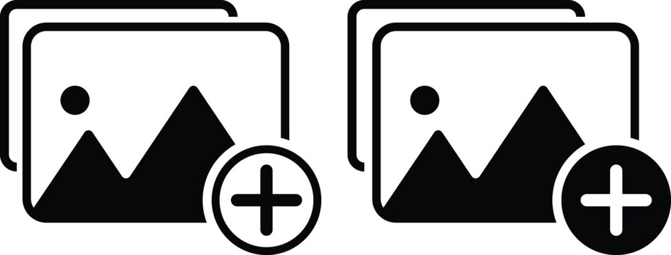  add image icon set. Upload photo symbols. Insert Picture and Media Gallery icons collection